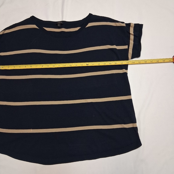 Talbots Navy Blue and Beige Striped Short Sleeve Top Wimen Size XL - Picture 5 of 16